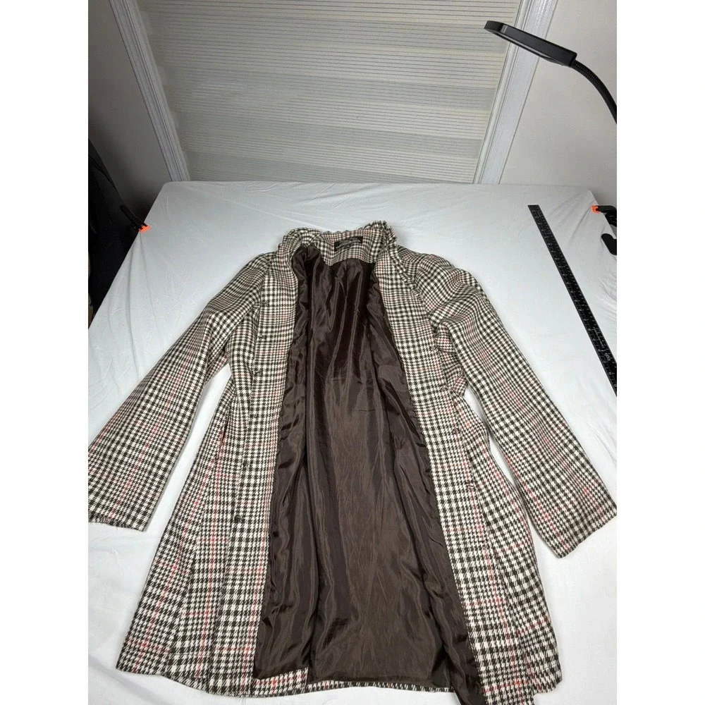 The Fashion Gallery Houndstooth Ruffle Trim Open Front Coat XL Plaid - Picture 11 of 11
